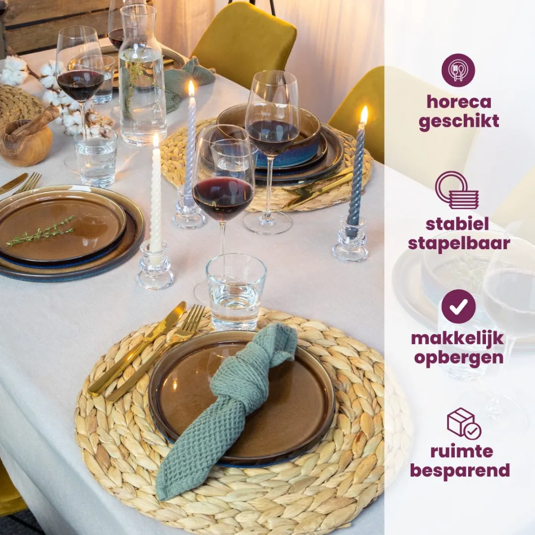 Cosy&Trendy Quintana Serviesset 18-delig - 6 Personen - Bruin