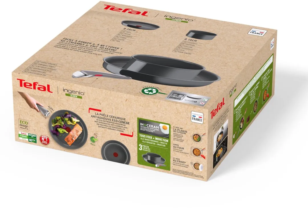 Tefal Ingenio Renew L2609302 Koekenpannenset 3-delig - Keramisch - Grijs - afbeelding 6 van 6
