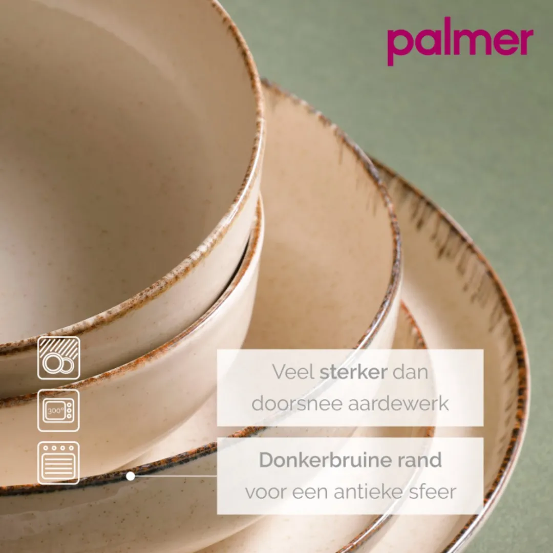 Palmer Antigo Serviesset 24-delig - 6 Personen - Crème Porselein