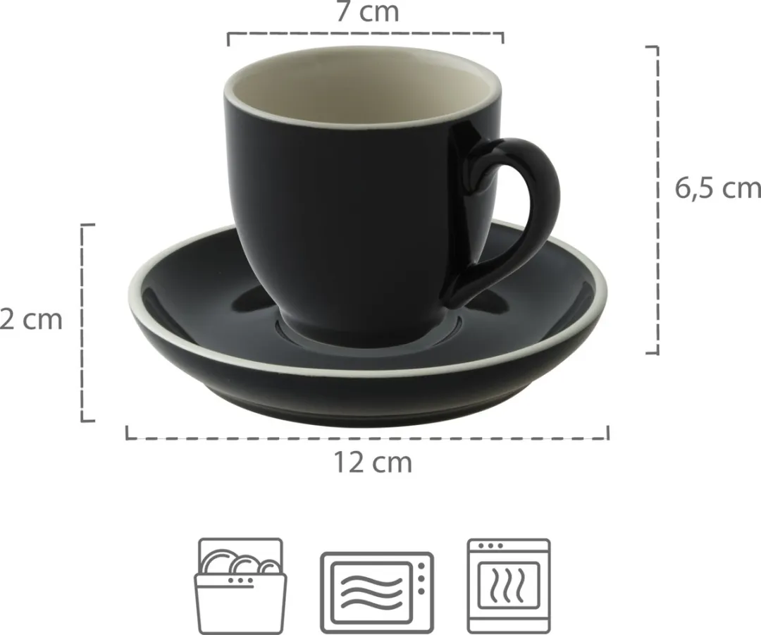Palmer Colors Koffiekopjes 14cl - 6 Stuks - Zwart