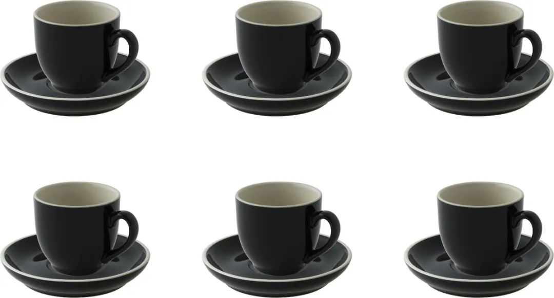 Palmer Colors Koffiekopjes 14cl - 6 Stuks - Zwart