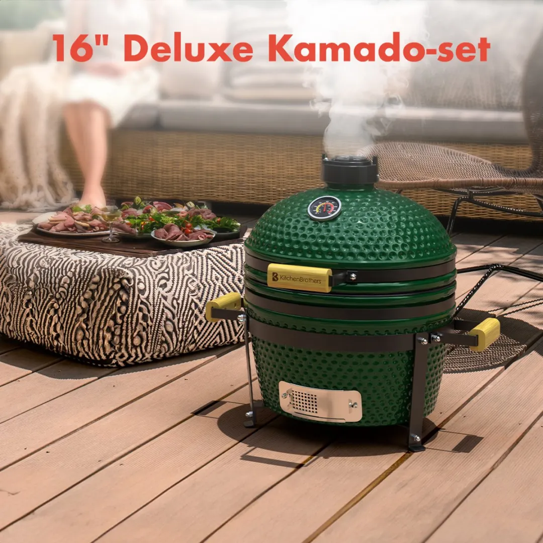 KitchenBrothers Kamado BBQ KB1004208 - 45cm Groen - Deluxe Set