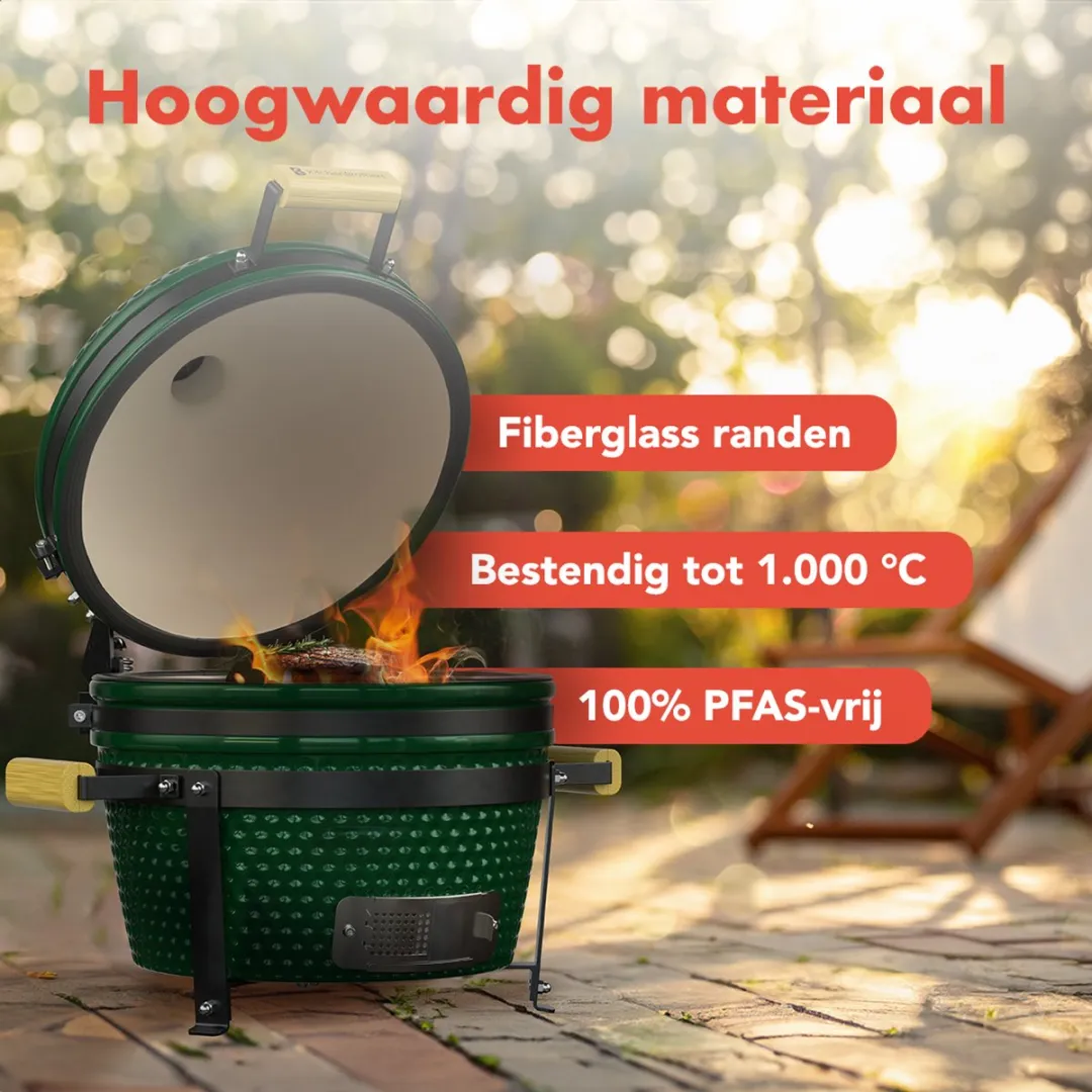 KitchenBrothers Kamado BBQ KB1004208 - 45cm Groen - Deluxe Set