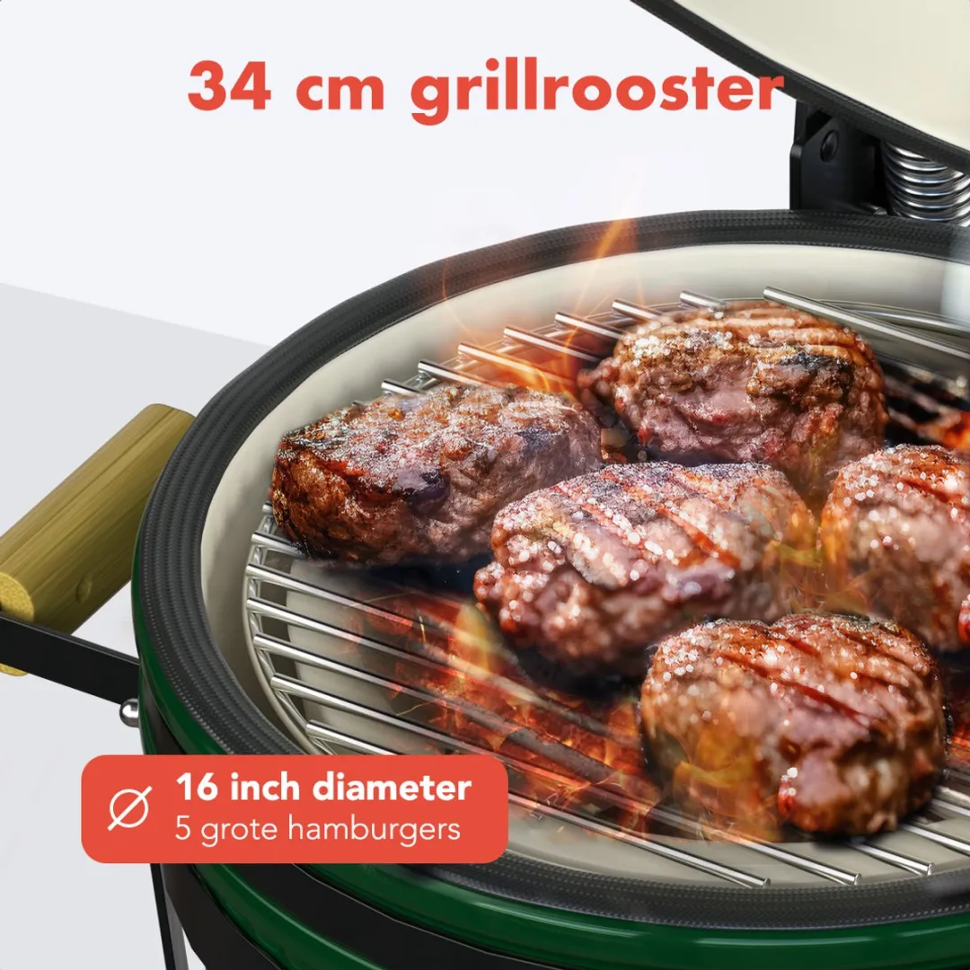 KitchenBrothers Kamado BBQ KB1004208 - 45cm Groen - Deluxe Set