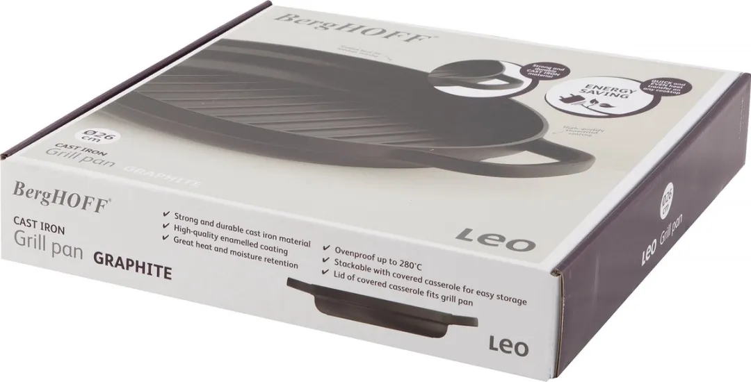 BergHOFF LEO Grillpan - Ø26cm - Gietijzer - Zwart