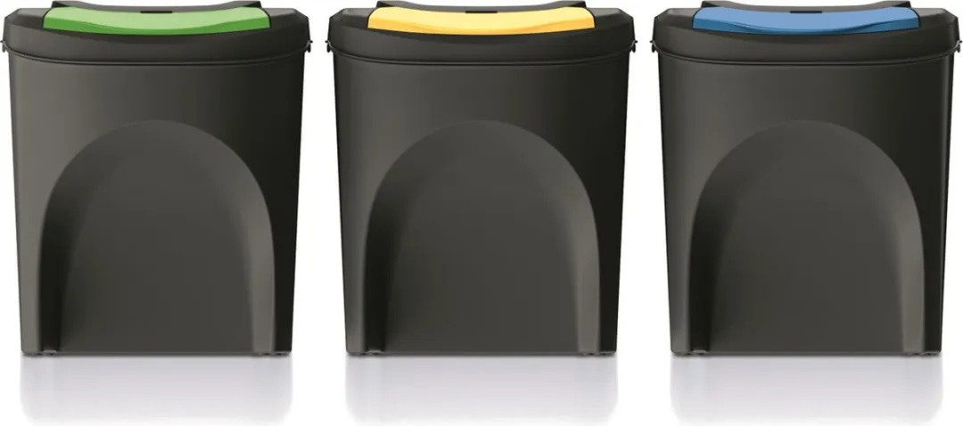 Prosperplast Kaden Prullenbakset 3x25L - Zwart - afbeelding 6 van 6