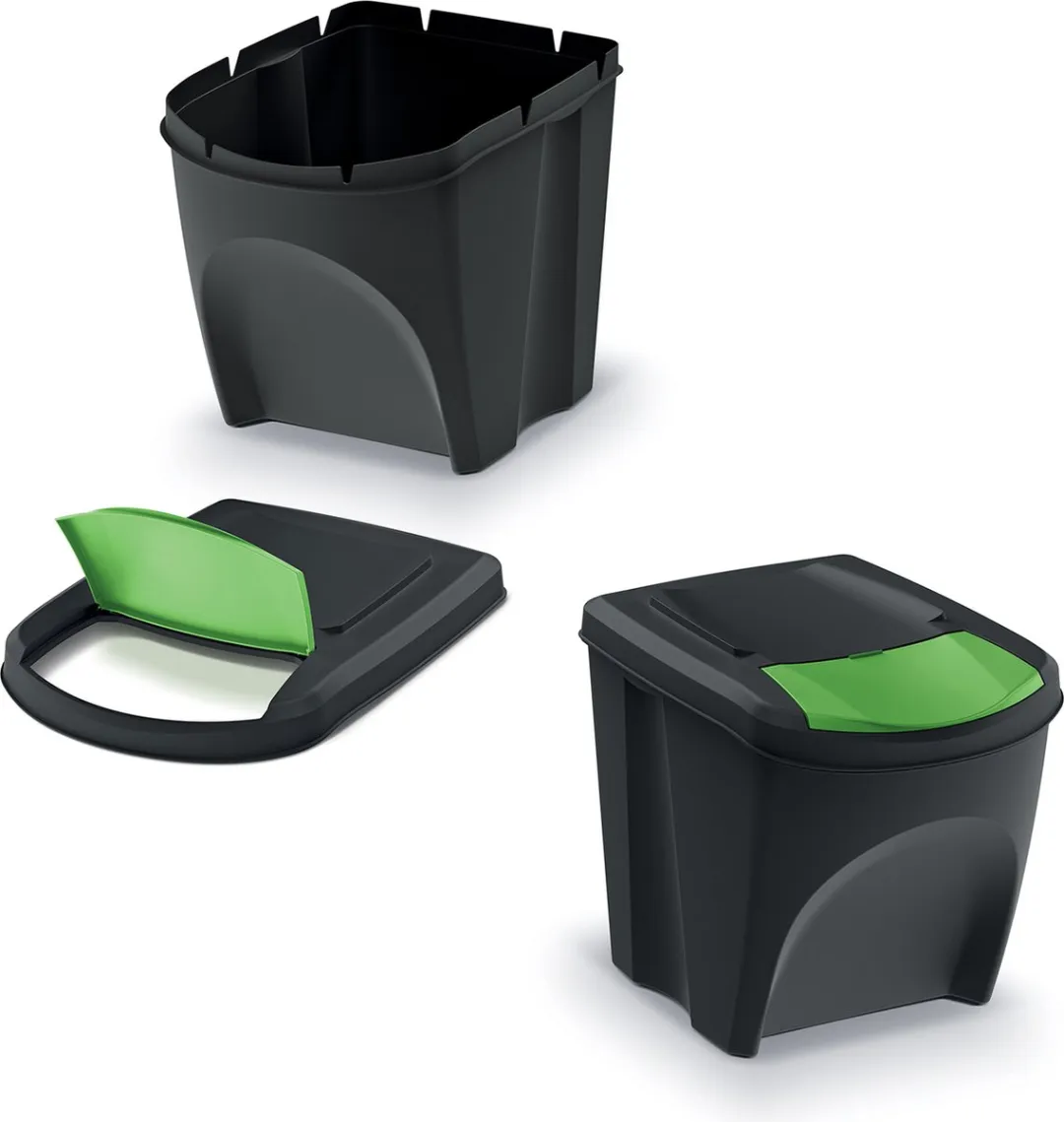 Prosperplast Kaden Prullenbakset 3x25L - Zwart