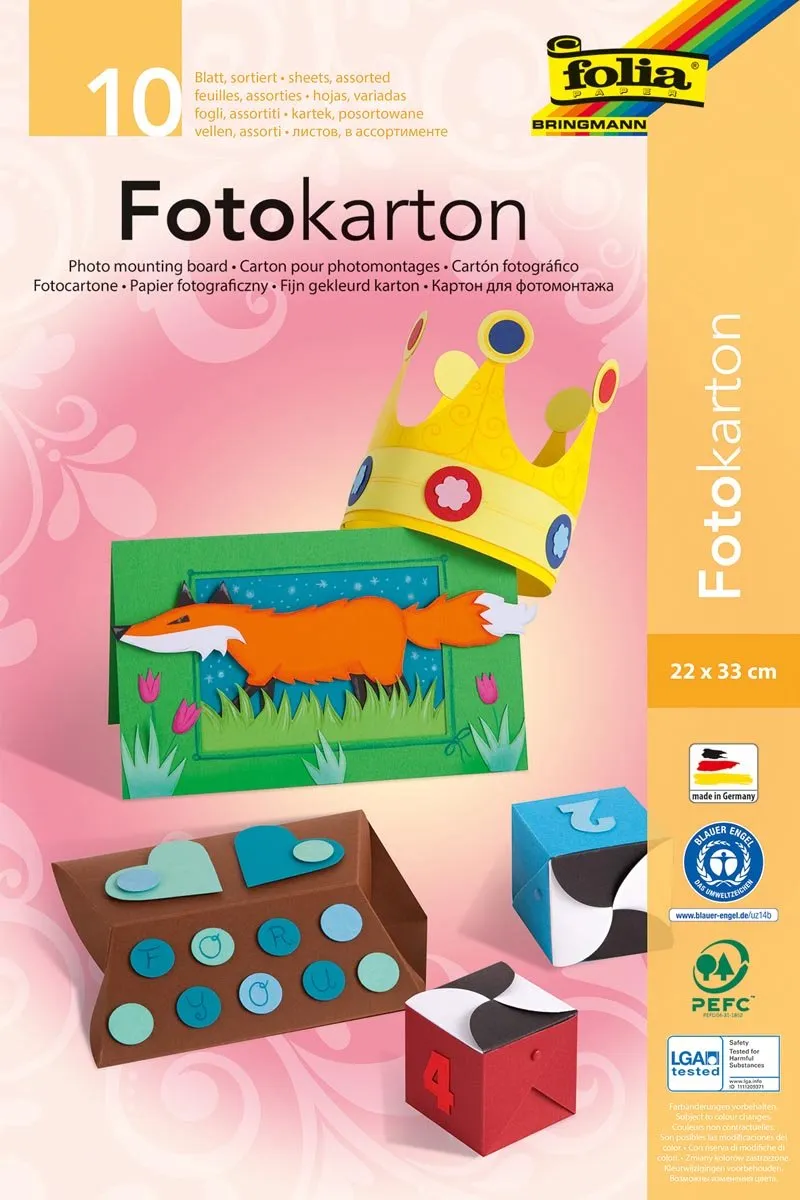 Folia Fotokarton Multicolor - 10 Stuks