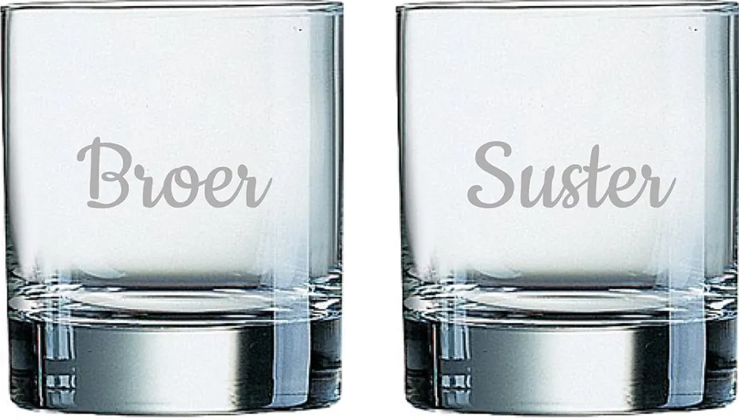 Arcoroc Whiskeyglas Gegraveerd Broer-Suster 20cl