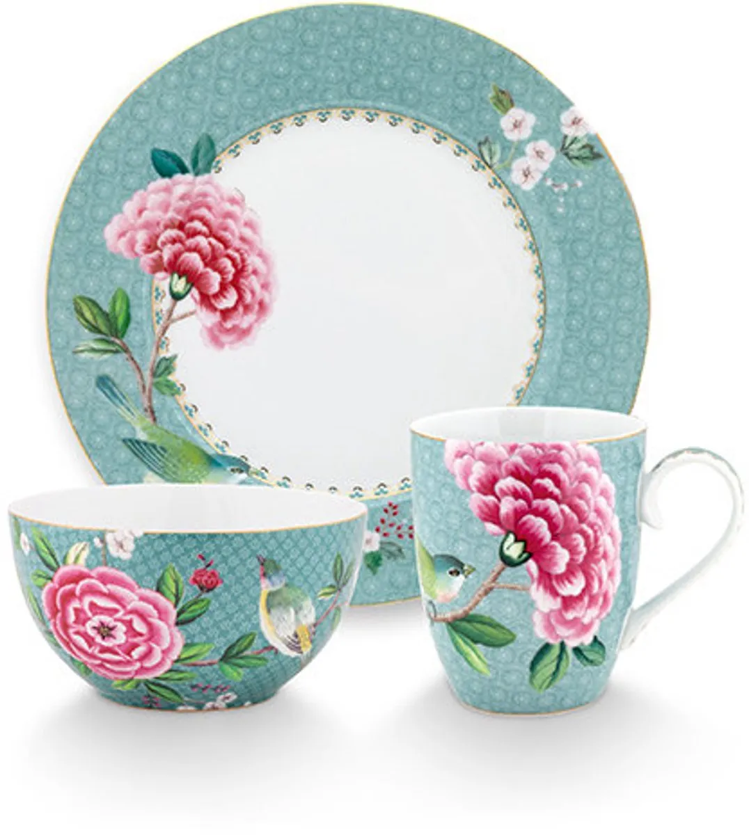 Pip Studio Blushing Birds Ontbijtset 3-delig