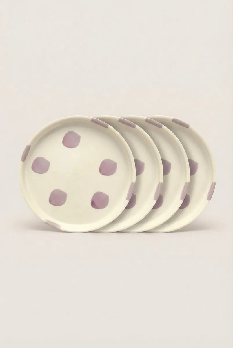 vtwonen Gebaksbord Stippen Lila - Set van 4 - 13cm