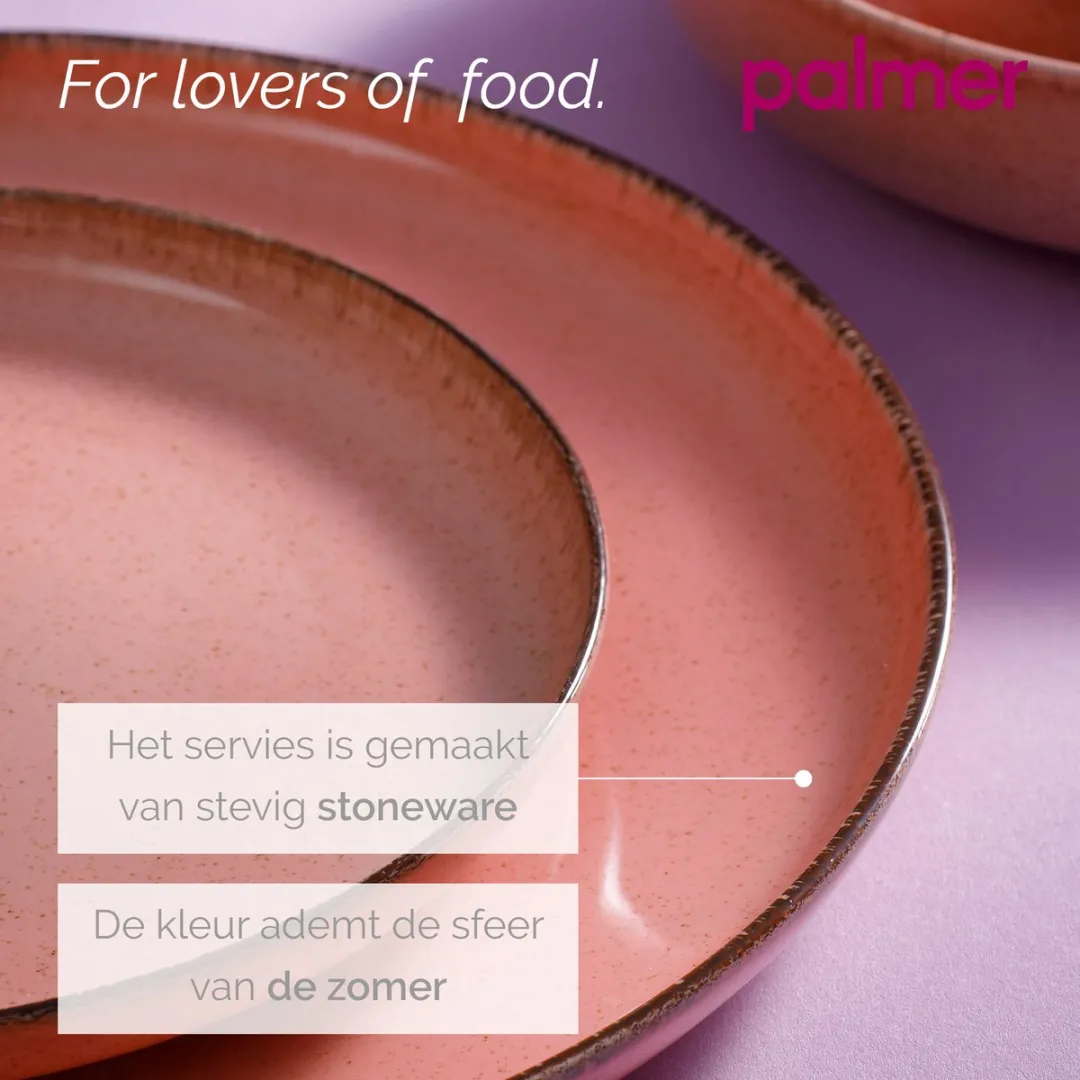 Palmer Antigo Serviesset 24-delig - 6 Personen - Roze Porselein - MPN 533830