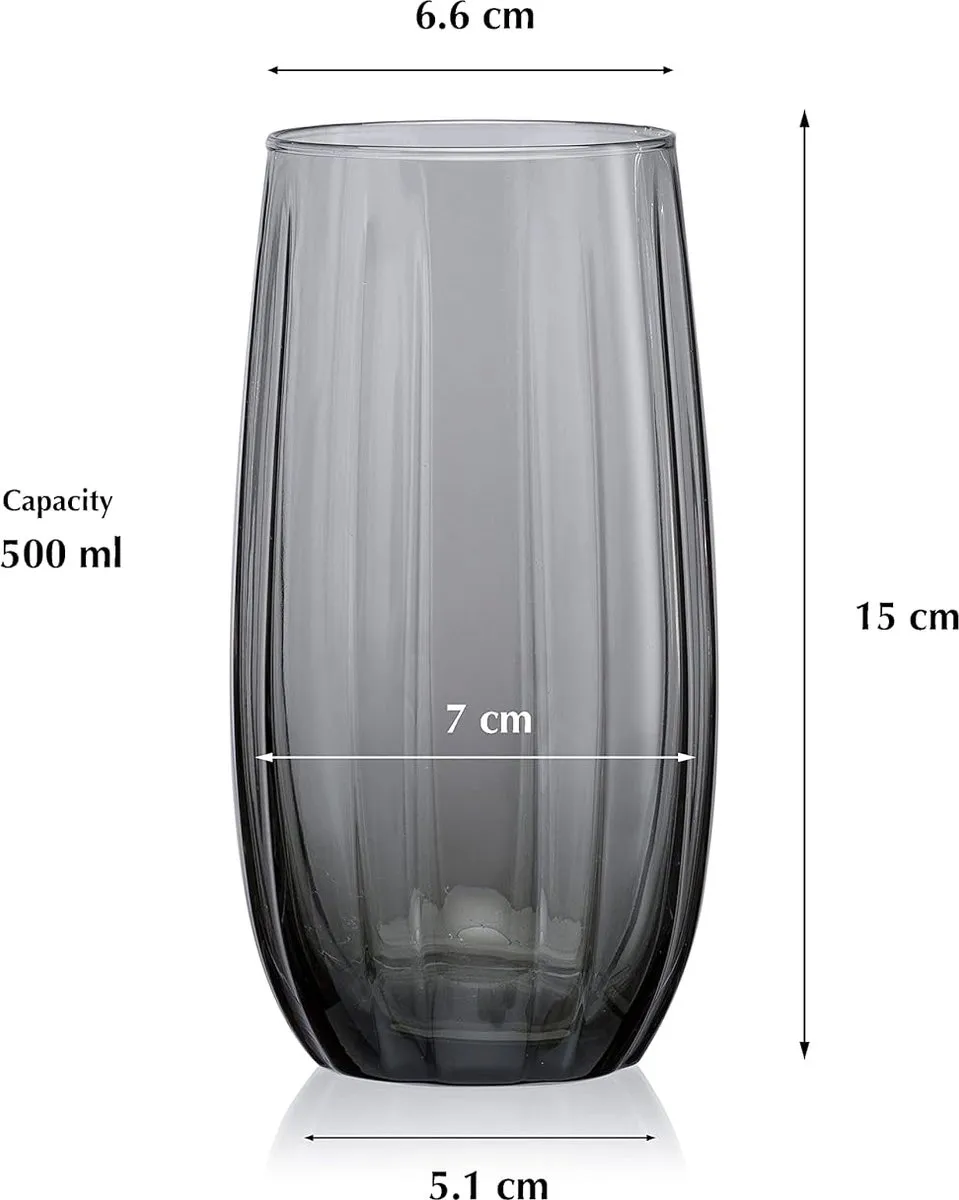 Pasabahce Linka Longdrinkglazen 500ml - 3 Stuks - Zwart