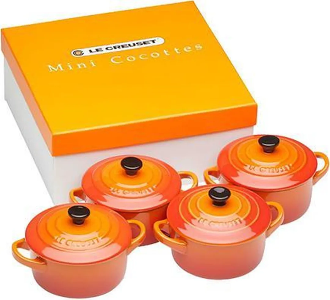 Le Creuset Mini Braad-/Stoofpannetjes 10cm - 4 Stuks - Oranjerood