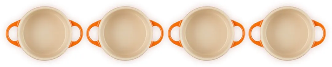 Le Creuset Mini Braad-/Stoofpannetjes 10cm - 4 Stuks - Oranjerood