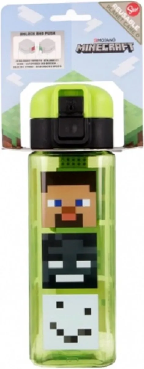 Minecraft Vierkante Drinkfles 550ml - Groen