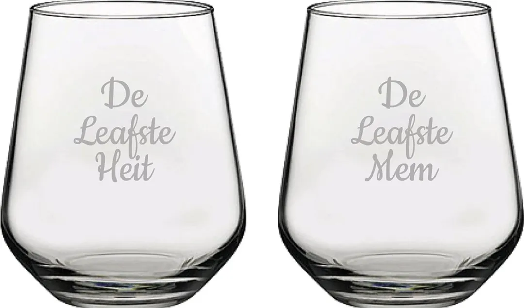 Pasabahce Gegraveerd Drinkglas De Leafste Mem-De Leafste Heit 42,5cl