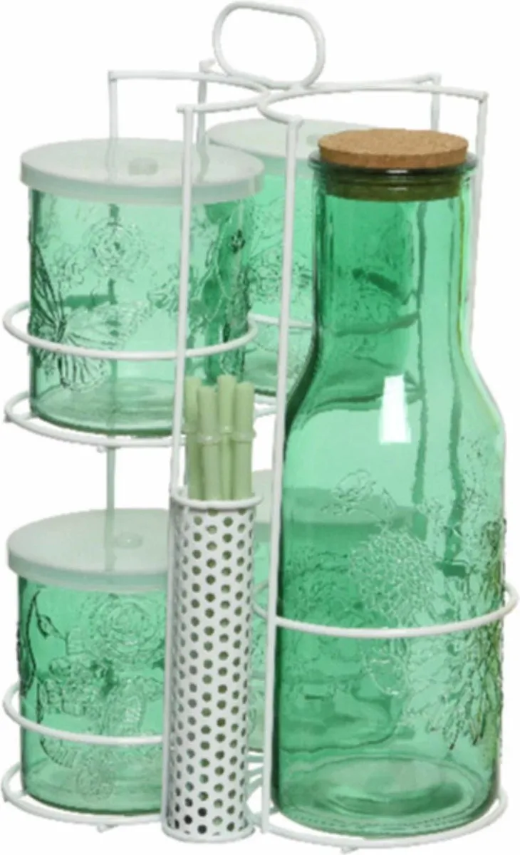 Decoris Mason Jars Drinkset 1L - 5 Stuks Rood