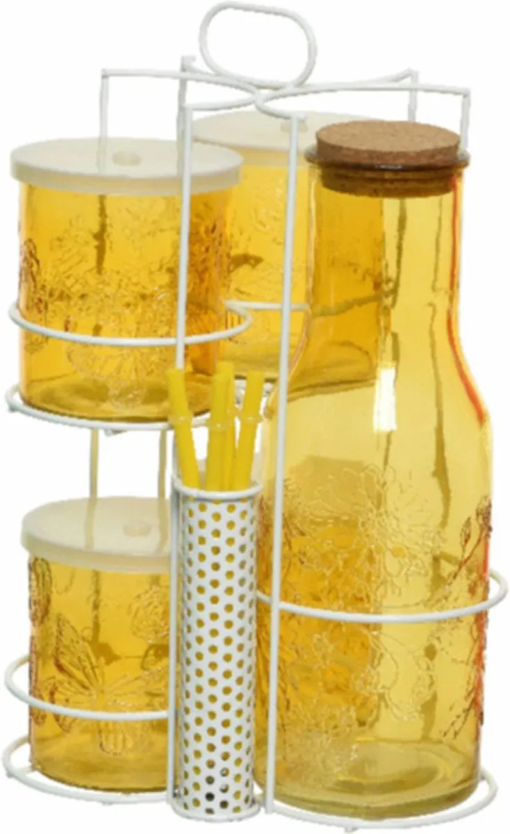 Decoris Mason Jars Drinkset 1L - 5 Stuks Rood