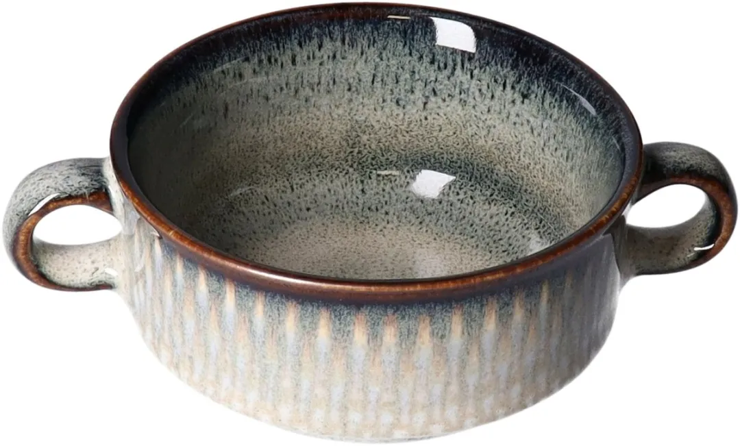 Cosy&Trendy Kommetjes Keramiek D11x6cm - 2 Stuks - Groen Print