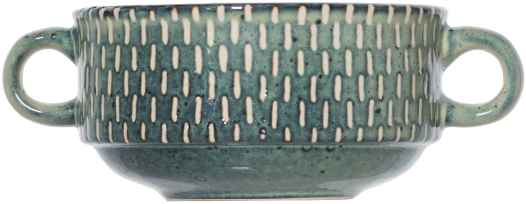 Cosy&Trendy Kommetjes Keramiek D11x6cm - 2 Stuks - Groen Print