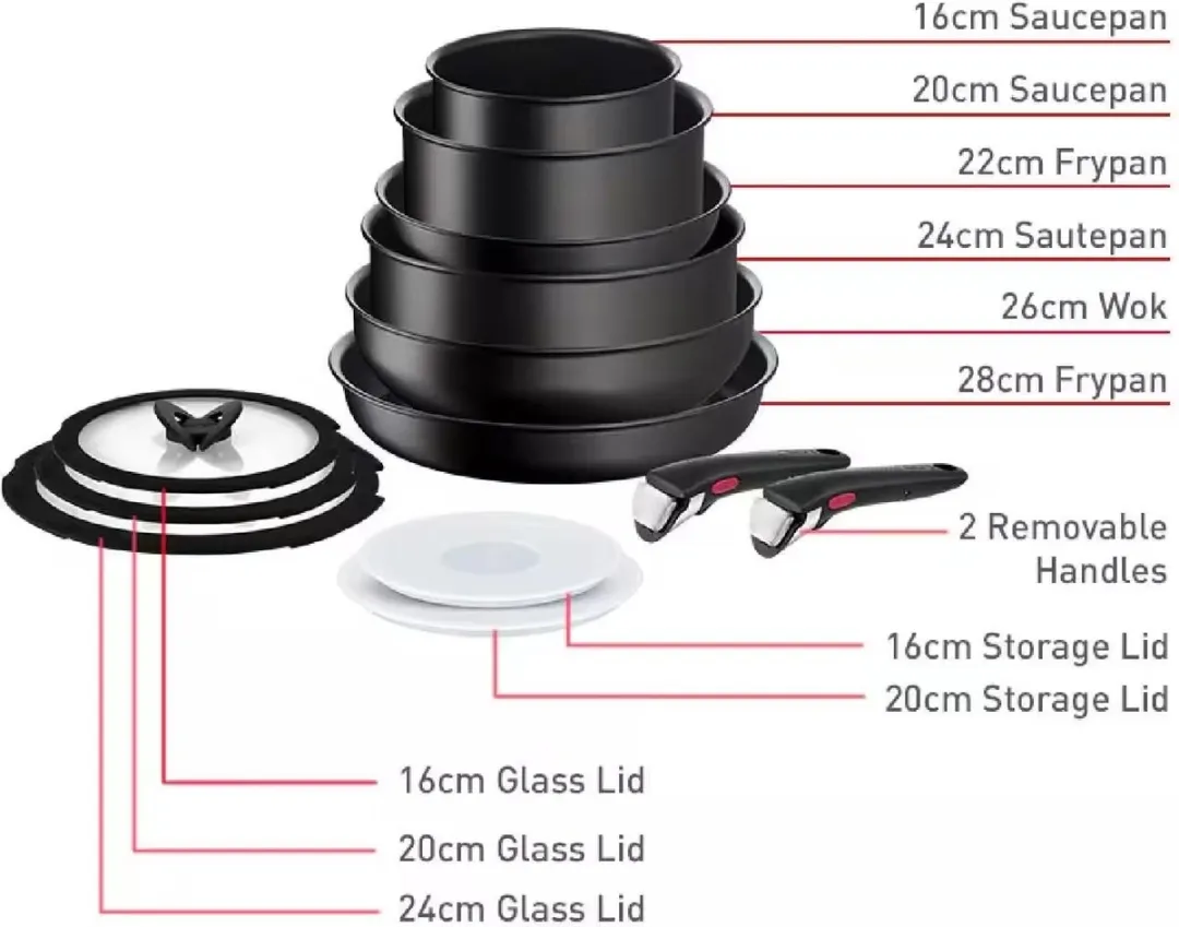 Tefal Ingenio Unlimited L7639002 Pannenset - 13-delig - Zwart