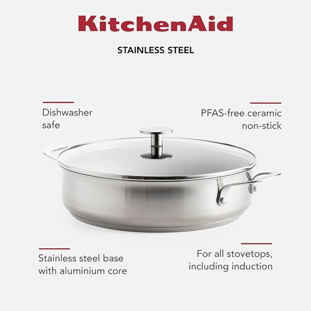 KitchenAid Hapjespan 28cm - 4.3L - Inductie - Zilver
