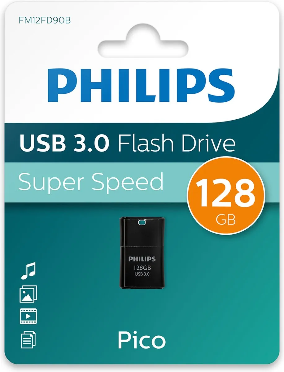 Philips Pico Edition FM12FD90B USB-Stick 128GB - Zwart