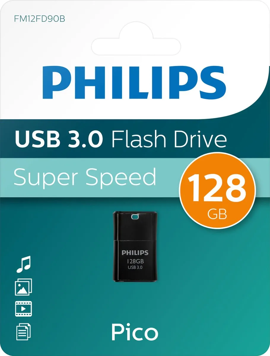 Philips Pico Edition FM12FD90B USB-Stick 128GB - Zwart