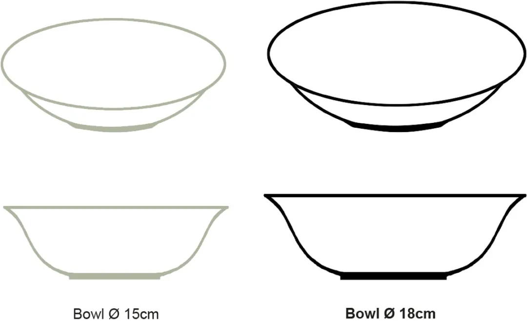 vtwonen Kommen Mat Zwart - Ontbijtkom 18cm - 6 Stuks