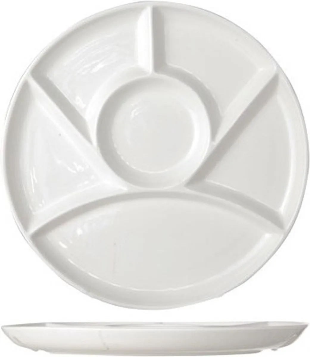 Cosy&Trendy Fonduebord 24cm - Wit - 6 Vakjes