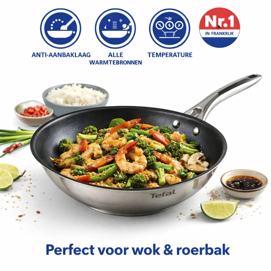 Tefal Infinite Wokpan 28cm - Titanium Antiaanbaklaag - Inductie