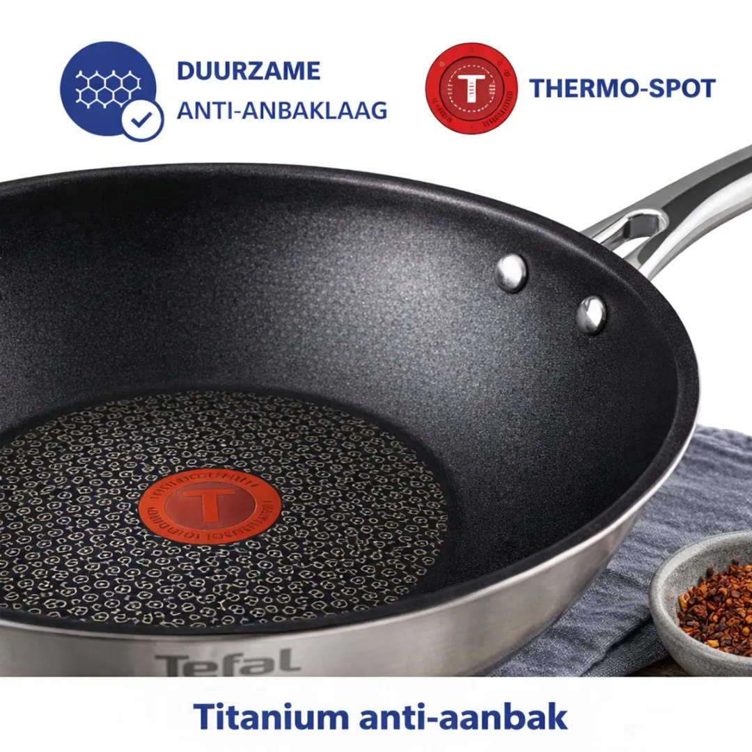 Tefal Infinite Wokpan 28cm - Titanium Antiaanbaklaag - Inductie