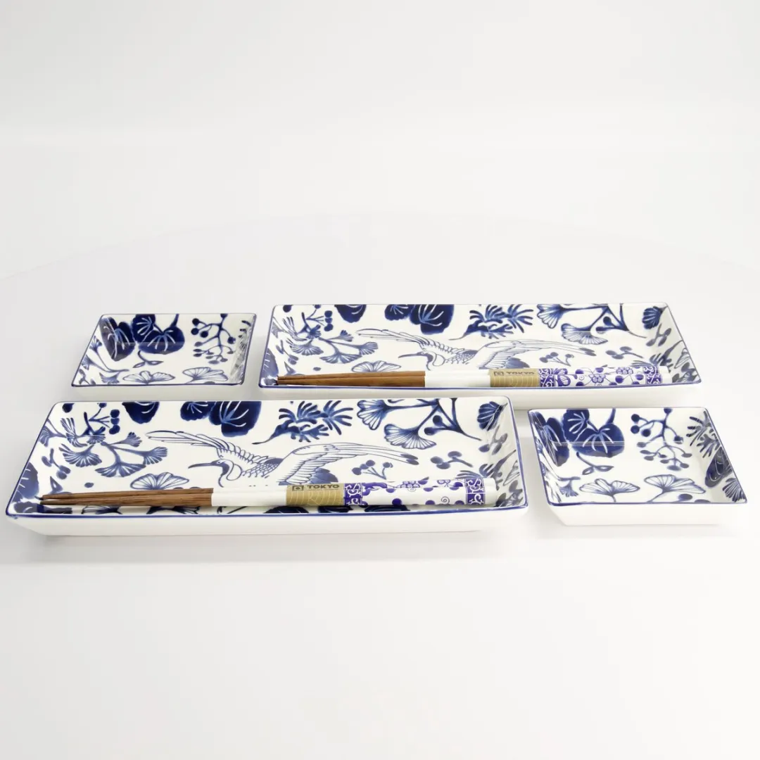 Tokyo Design Studio Flora Japonica Sushi Giftset 17457 - 6-delig - Blauw/Wit - afbeelding 6 van 6