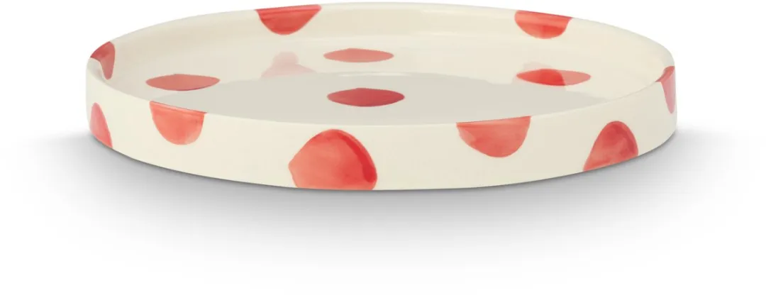 vtwonen Lunchbord Stippen Rood - 20cm - Keramiek - 2 Stuks