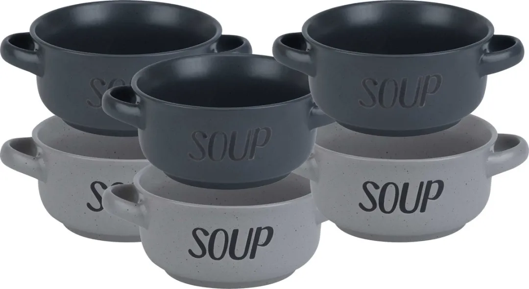 Cosy&Trendy Soepkommen Set 6x - 470ml - Keramiek - Mix Kleuren