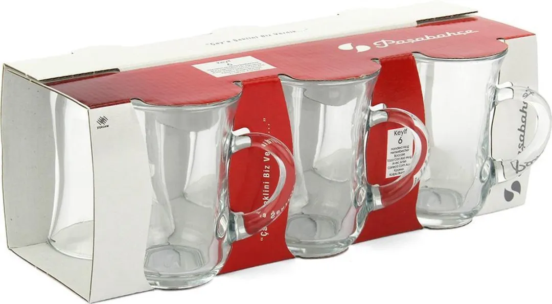 Pasabahce Keyif Turkse Theeglazen met oor 140ml - 6 Stuks