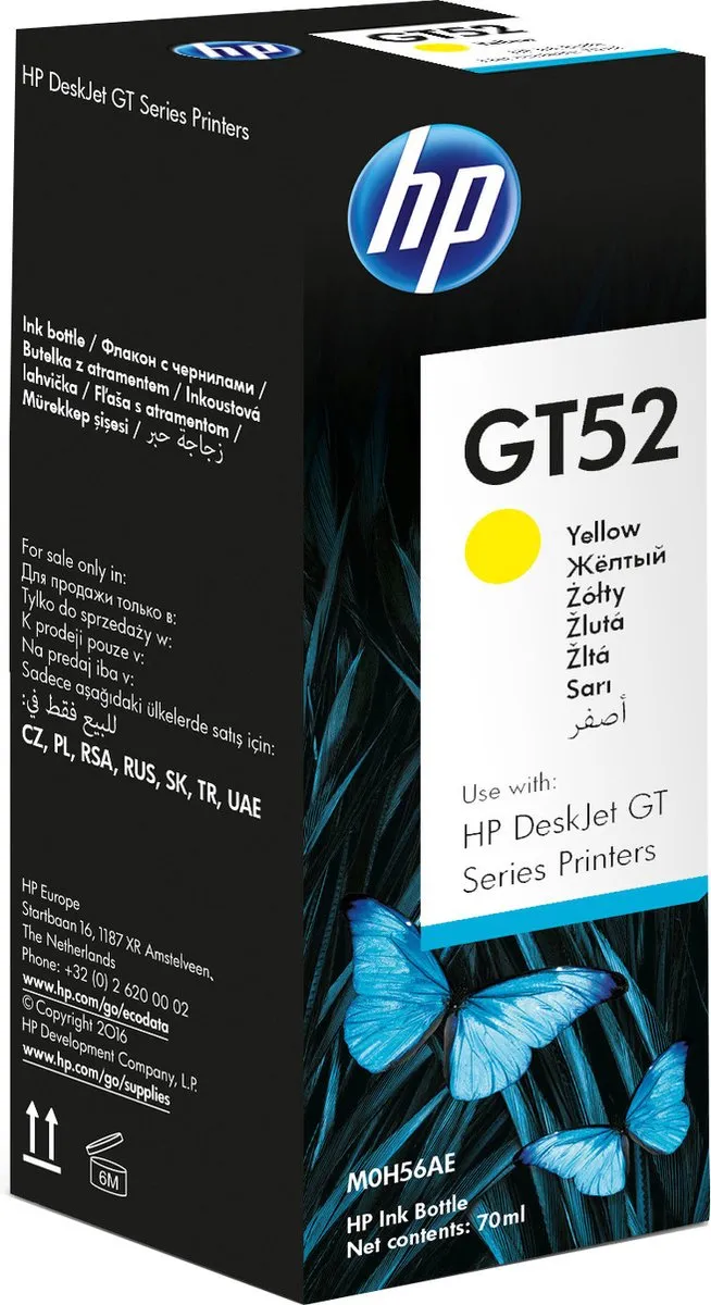 HP GT52 Inktfles Geel M0H56AE - 70ml
