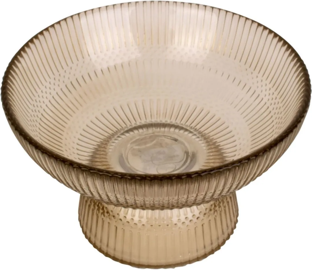 Present Time Posh Schaal Glas - Zandbruin Ø20x12cm