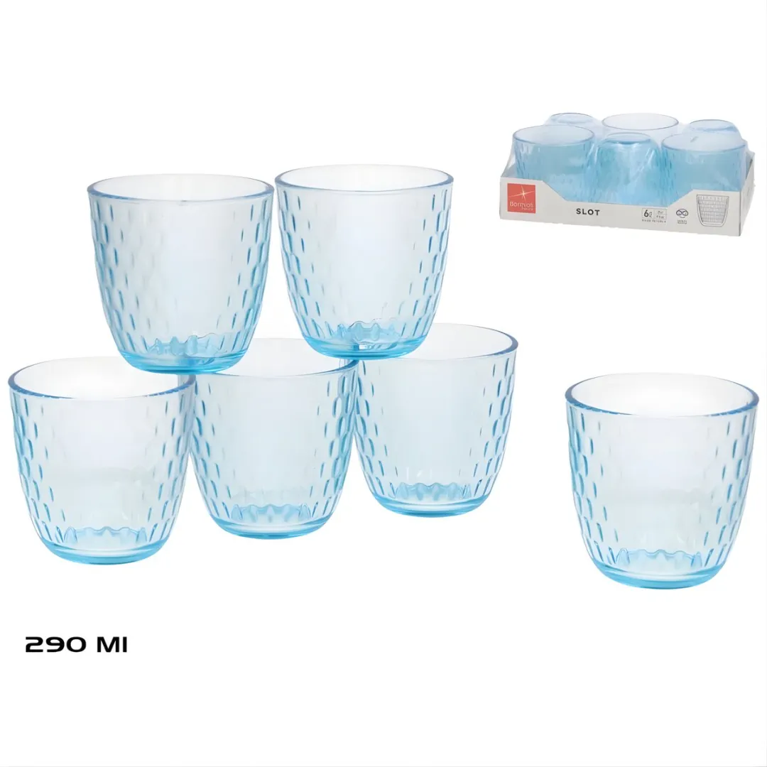 Bormioli Rocco Lively Blue Waterglazen - 6 Stuks - 290ml