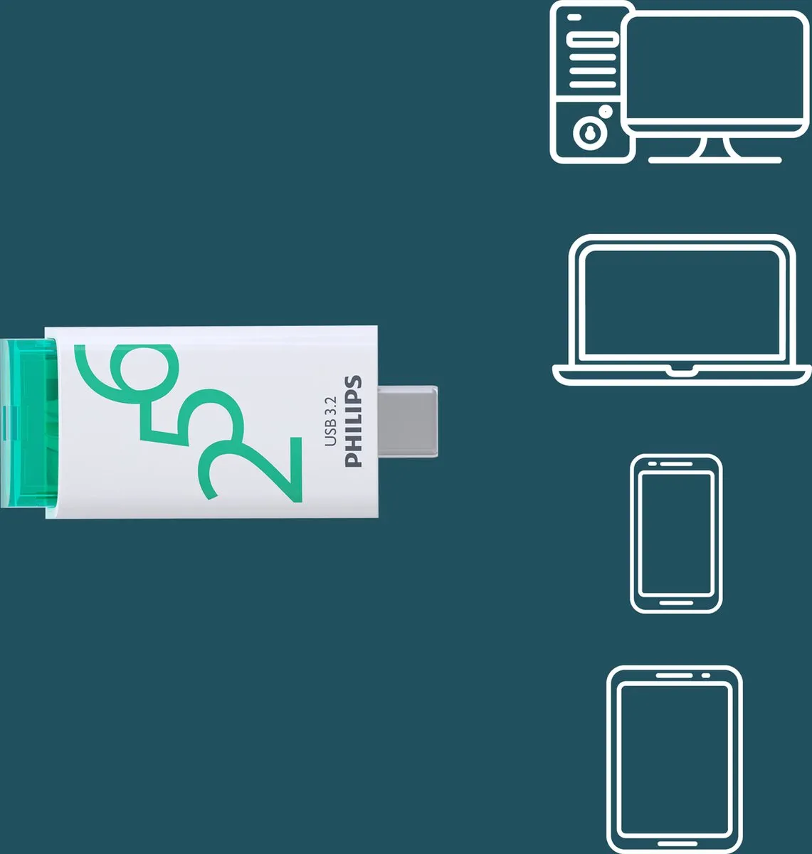 Philips USB-C Click FM25FD175B - 256GB - Groen