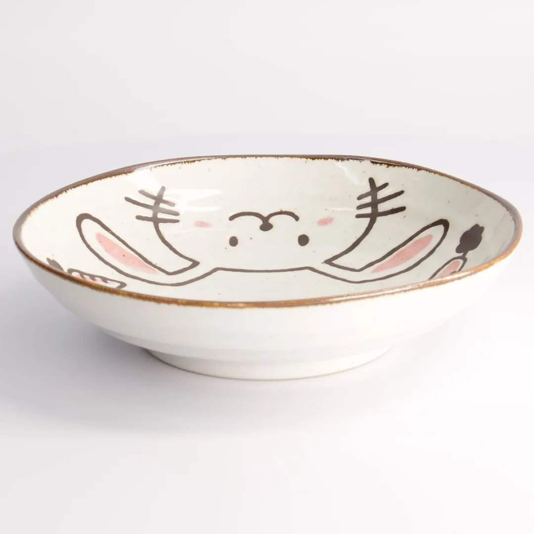 Tokyo Design Studio Kawaii Rabbit Usagi Bord - Roze/Wit 21cm