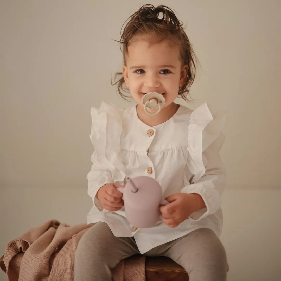 Mushie - Oefenbeker met Deksel en Rietje - Oefenbeker - Blush