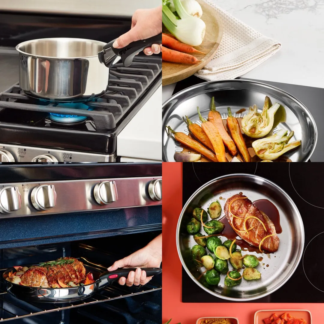 Tefal Ingenio Emotion L8969345 Braadpannen 24/28cm - 3-delig - Zilver