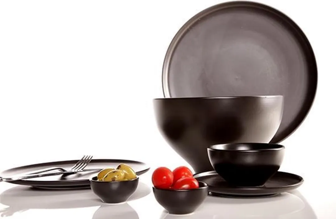 Cosy&Trendy Okinawa Plat Bord Ø30.4cm - 4 Stuks - Zwart