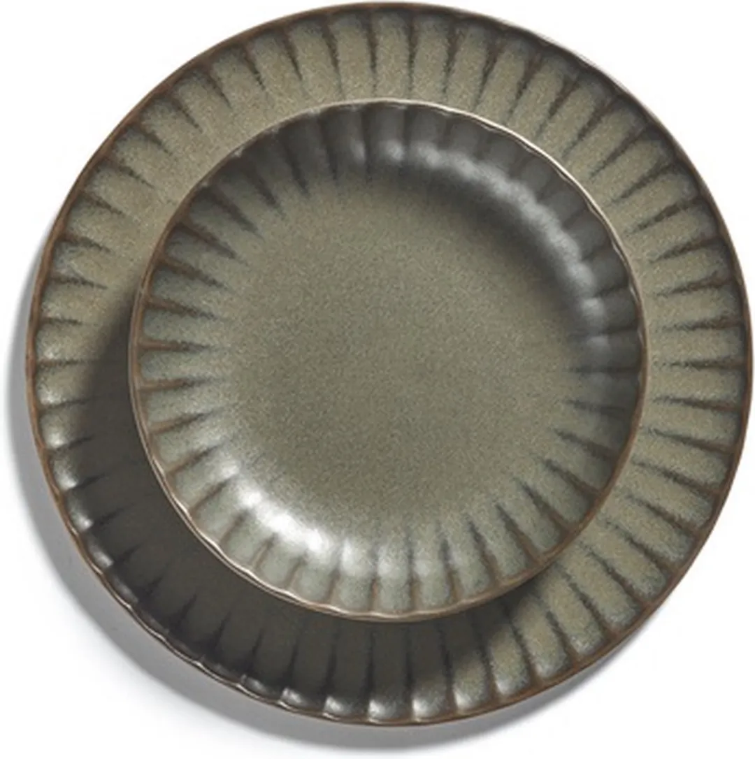 Serax Inku by Sergio Herman Diep Bord Ø23cm - 2 Stuks - Donkergroen