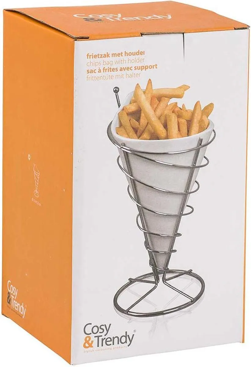 Cosy&Trendy Frietzak met Mayo Potje - Ø12cm x 23cm Wit