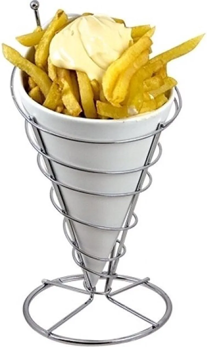 Cosy&Trendy Frietzak met Mayo Potje - Ø12cm x 23cm Wit