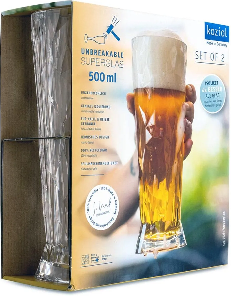 Koziol Superglas Club No. 10 Bierglas 300ml - 2 Stuks