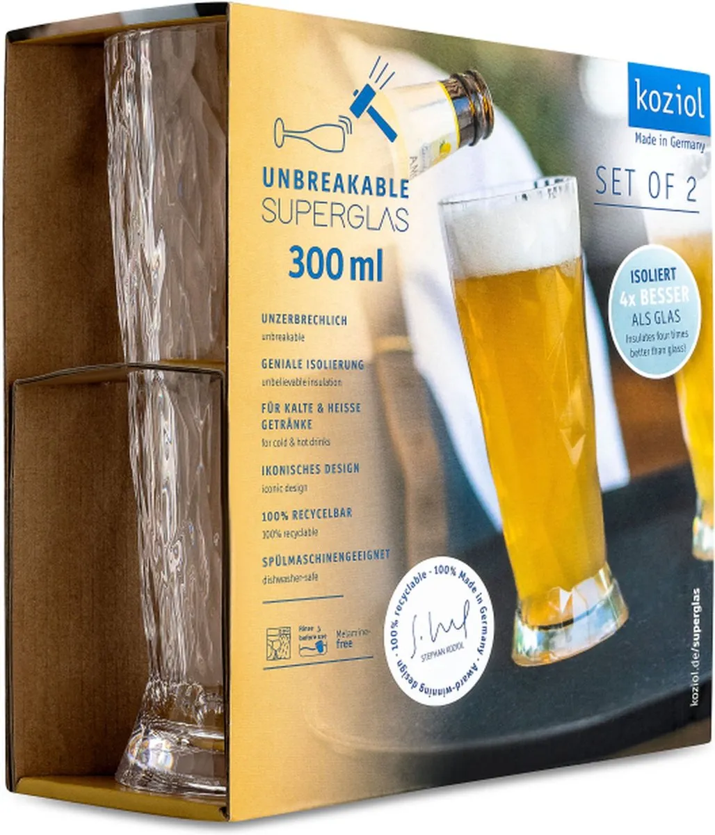 Koziol Superglas Club No. 10 Bierglas 300ml - 2 Stuks